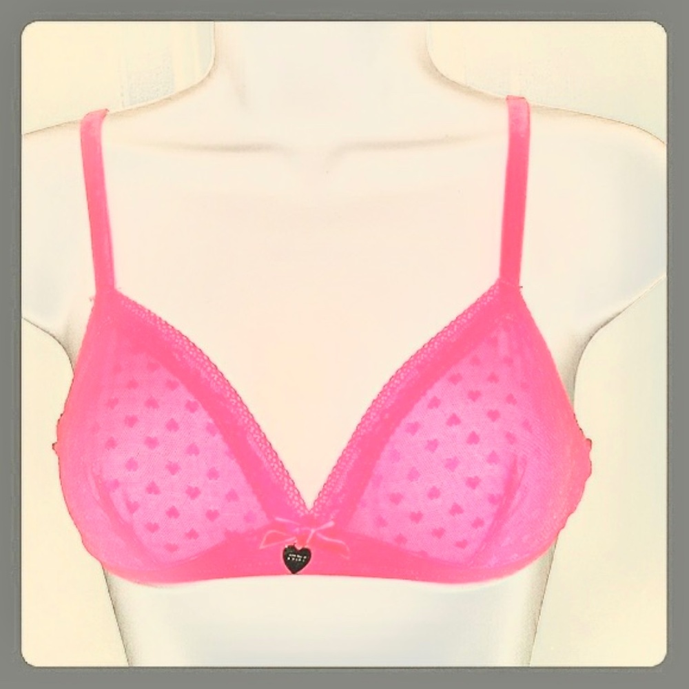 Juicy Couture *HOT PINK* Lace Wire-Free Bralette with HEARTS